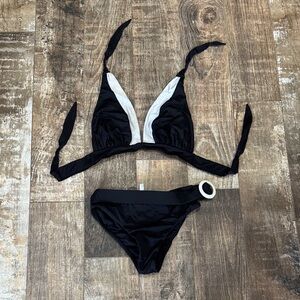 Elegant Brazilian Black and White Bikini Set